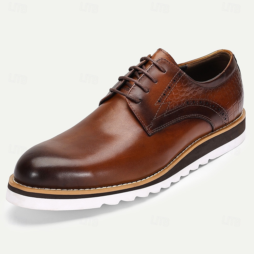 Herren-Derbyschuhe aus hochwertigem Rindsleder in Braun mit Glattleder-Finish – elegantes Schuhwerk fürs Büro, Geschäftstreffen und formelle Anlässe 2025 - $99.99 –P2