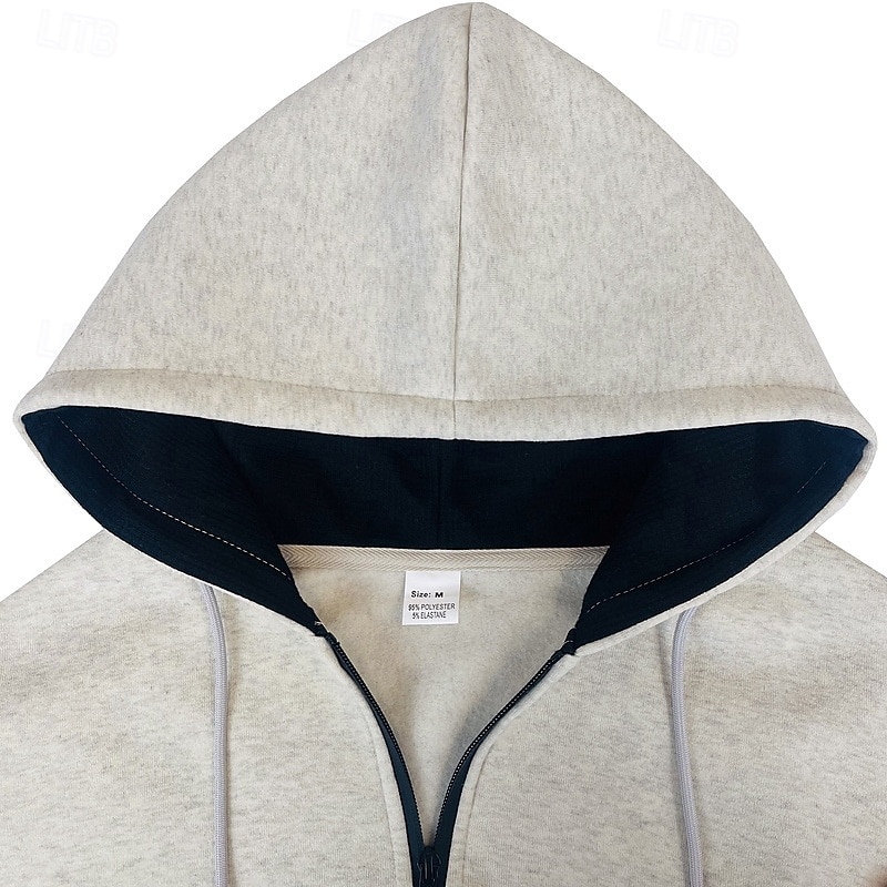 Per uomo Felpa con cappuccio Felpa con cappuccio a zip intera Felpa con cappuccio in pile Aalbicocca Nero Verde militare Blu marino Grigio chiaro Con Cappuccio Semplice Tasca Sport & Outdoor del 2025 a $26.99 –P9