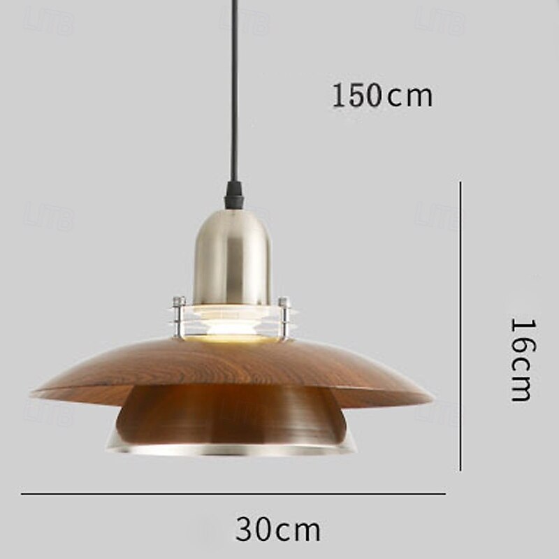 retro middelaldermetall &UFO-pendellampe i tre, mid-century, til spisestue/soverom 2025 - $172.99 –P5