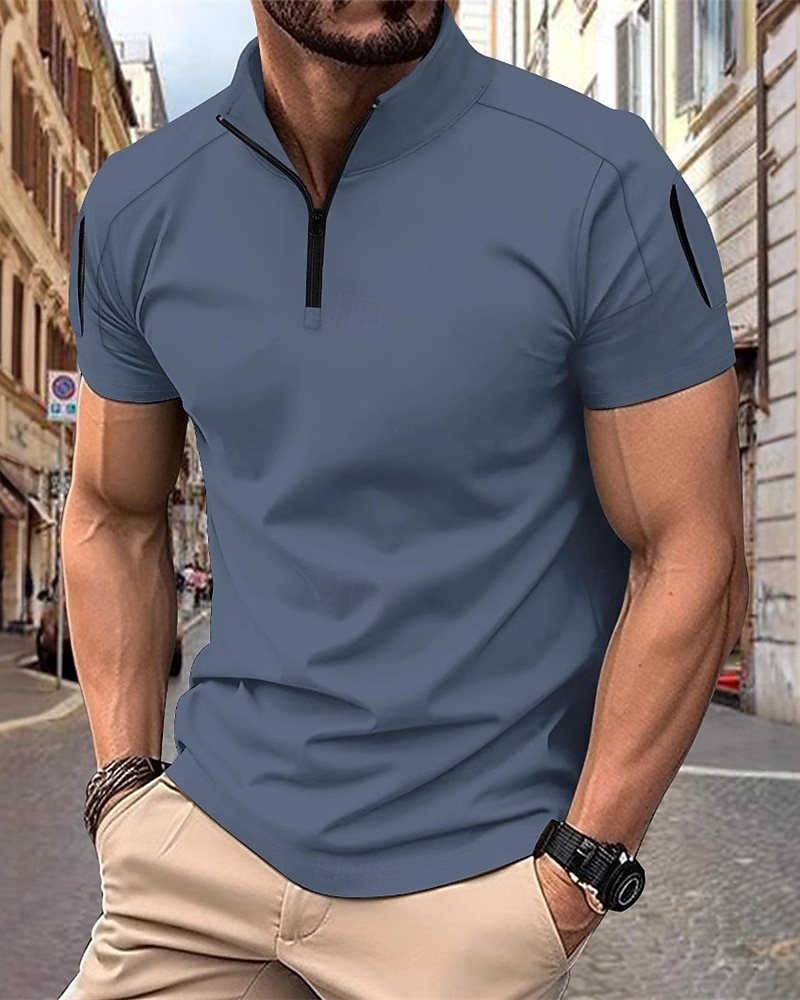 Per uomo Polo con zip a un quarto Maglia da golf Casuale Lavoro Zip a un quarto Manica Corta Essenziale Moderno Semplice Cerniera Estate Vestibilità regolare Bianco Rosa Blu marino Azzurro cielo del 2026 a $20.99 –P9