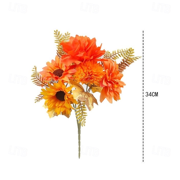 1 ramo de flores artificiales de otoño, corona de calabaza con hojas de arce para Acción de Gracias, arreglo decorativo para el hogar otoñal de Halloween 2025 - $8.99 –P11