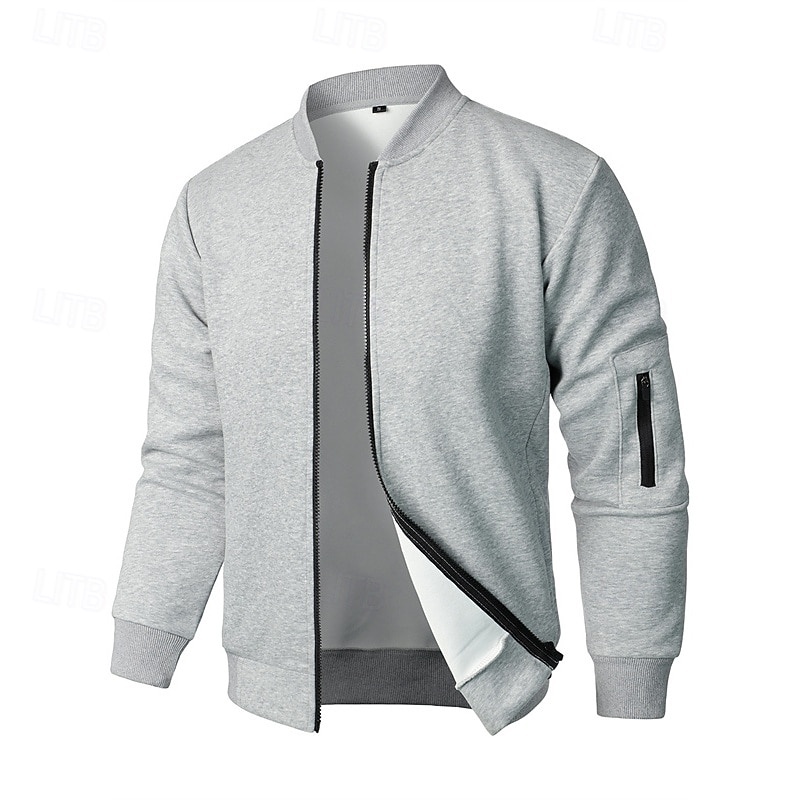 Herren Leichte Jacke Freizeitjacke Urlaub Täglich Tasche Frühling Herbst Einfach Mode Klassisch Stehkragen Regulär Schwarz Blau Grau Jacken 2026 - $36.99 –P1