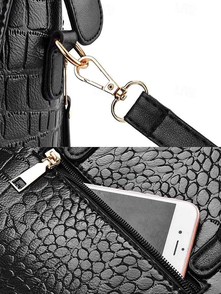 Dámská kabelka z umělé kůže s krokodýlím vzorem a střapcovým přívěskem – elegantní horní ucho a crossbody kabelka do práce, na nákupy i na každodenní výlety 2025 - $19.99 –P9