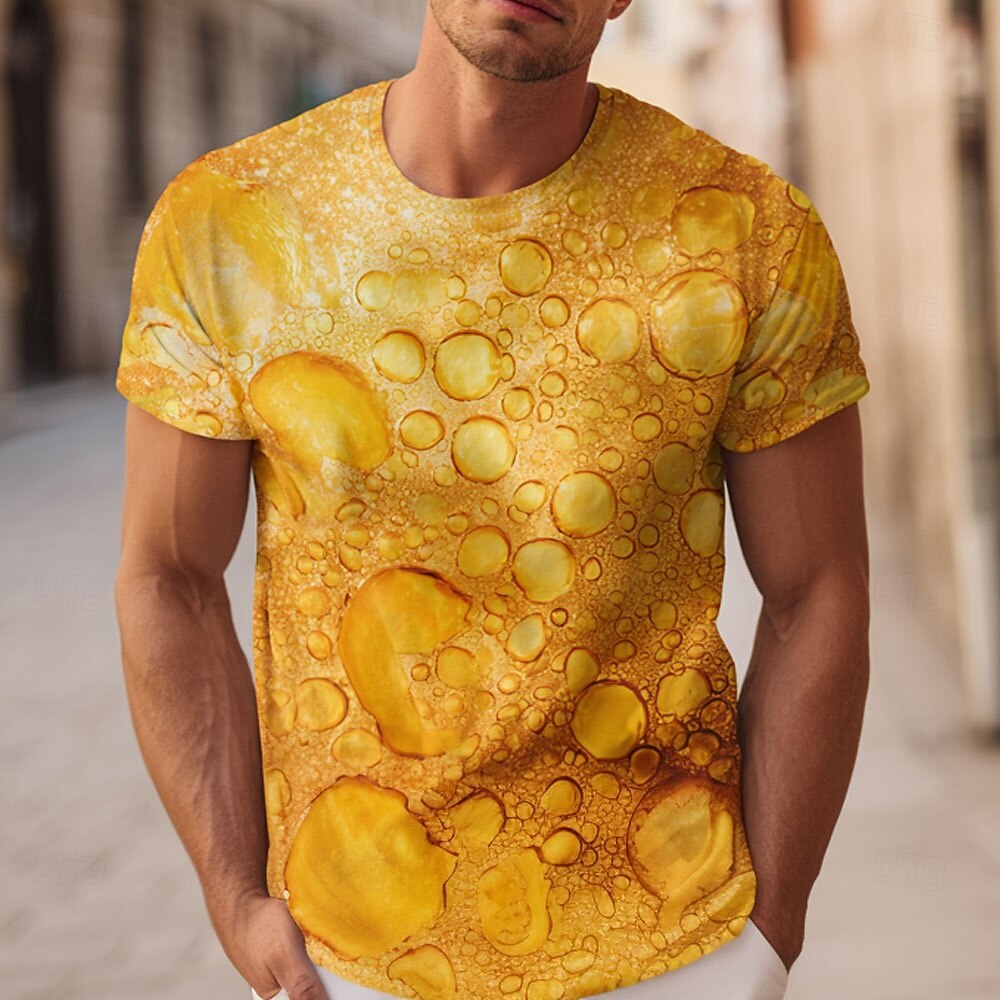 Oktoberfest Herren Bier T Shirt Kurzarm T-Shirt 3D-Druck Rundhalsausschnitt Hemd Übertrieben Designer Party Straße Lässig Weiß 1 Gelb Weiß 2 Sommer Frühling Bekleidung S M L XL XXL XXXL 2025 - $17.99 –P4