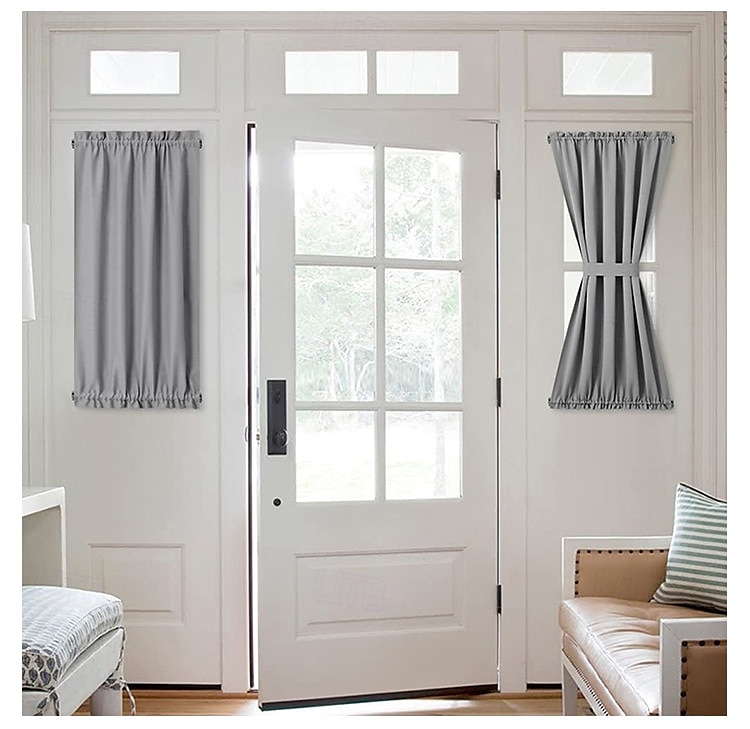 Zasłony okienne blackout wiejskie zasłony izolujące termicznie redukujące hałas prywatne zasłony z faux lnu do patio/drzwi francuskich/szklanych 1 panel 2025 - €10.99 –P2