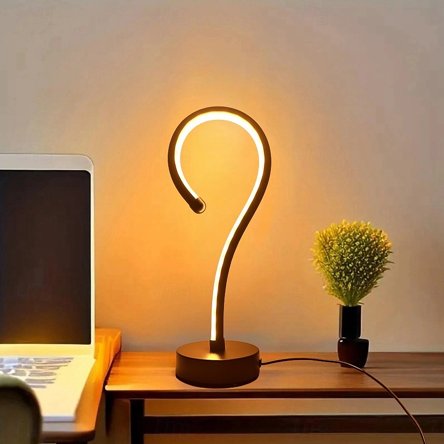Lampe de bureau créative en forme de point d'interrogation pour salon, chambre à coucher, lumière tricolore, moderne et contemporaine, alimentée par USB pour chambre à coucher <5v a / b de 2025 ? $15.99 –P3