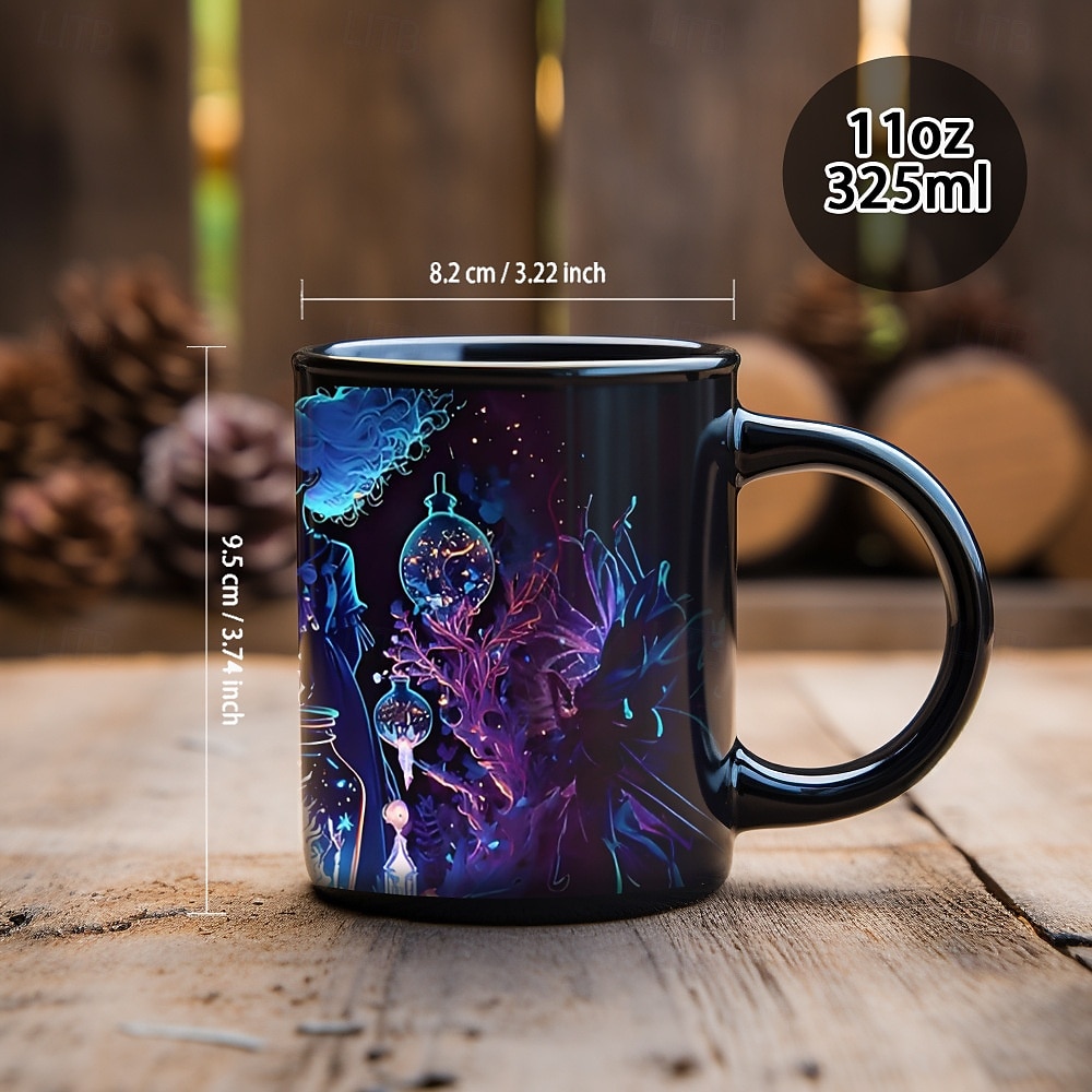 Halloweenský dárkový hrnek, keramický hrnek na kávu s čarodějnickou tématikou 330 ml/12 oz, strašidelný halloweenský hrnek pro ženy, přátele, milovníky wiccanské inspirace, vánoční dekorace nebo dárek 2025 - $12.99 –P19