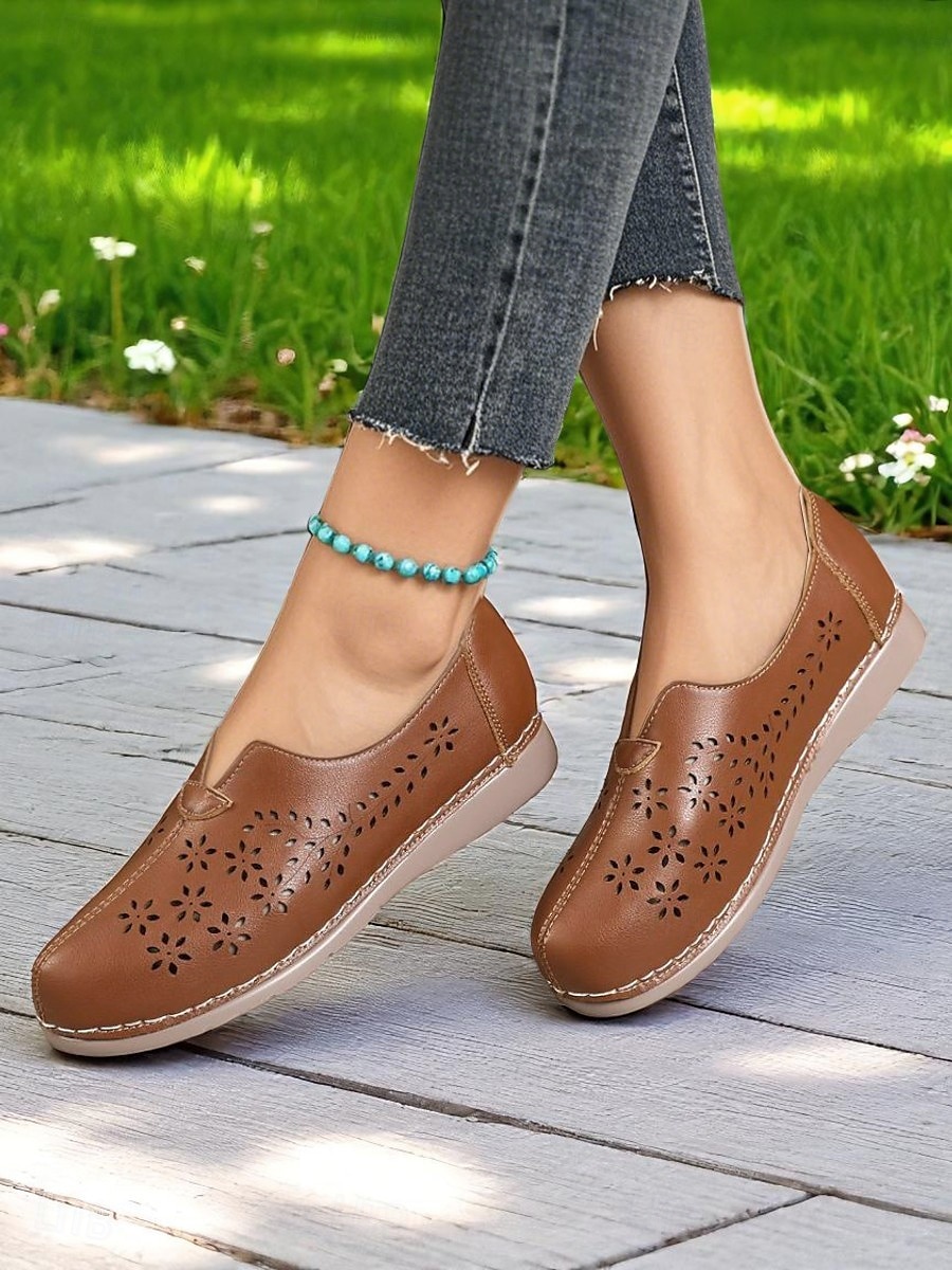 Pantofi sport decupați pentru femei – pantofi ușori cu perforații florale pentru serviciu, cumpărături, plimbări de weekend și festivaluri de bere 2025 - $24.99 –P6