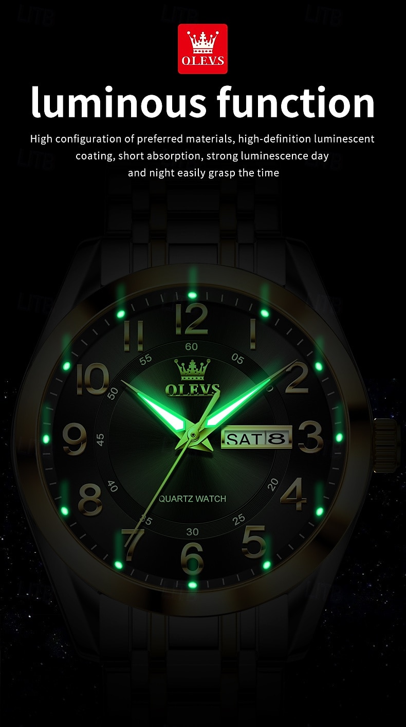 OLEVS 3666 Luxury Man Watch Stainless Steel Waterproof Dual Calendar Classic Large Digital Dial Original Quartz Watches 2025 - $32.99 –P8