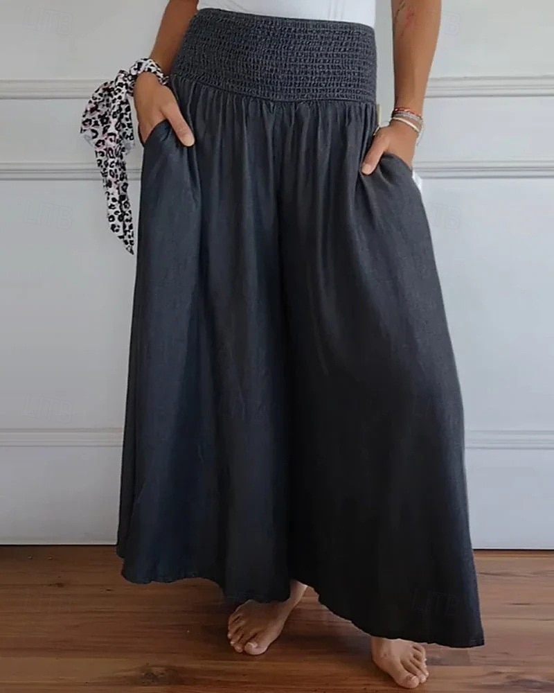 Per donna Gamba larga Pantaloni Eleganti Streetwear Casual Lunghezza intera Naturale Semplice Tasca Elastico in vita Comodo All'aperto Confortevole All'aperto Abbigliamento quotidiano Nero grigio Blu del 2025 a $16.99 –P1