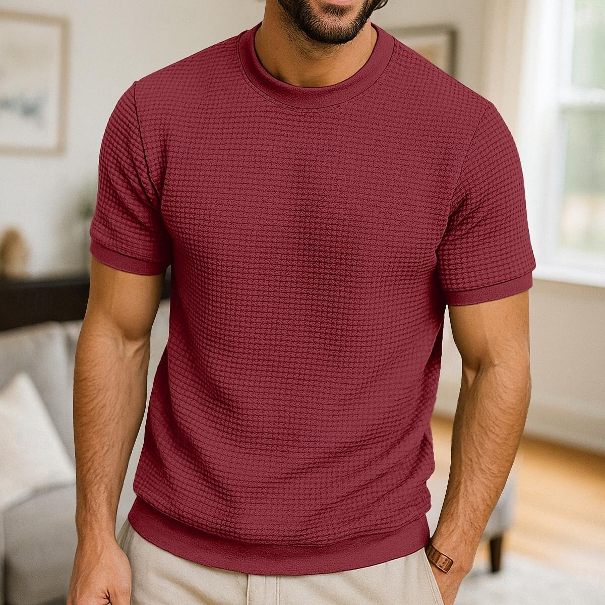 Per uomo Maglietta a Maglia Waffle Maglietta Manica Corta Girocollo Estate Tutte le stagioni Blocco di colori Testurizzato Moda Designer Casual Bottoni Base All'aperto Casuale Quotidiano Esercito del 2025 a $18.99 –P8
