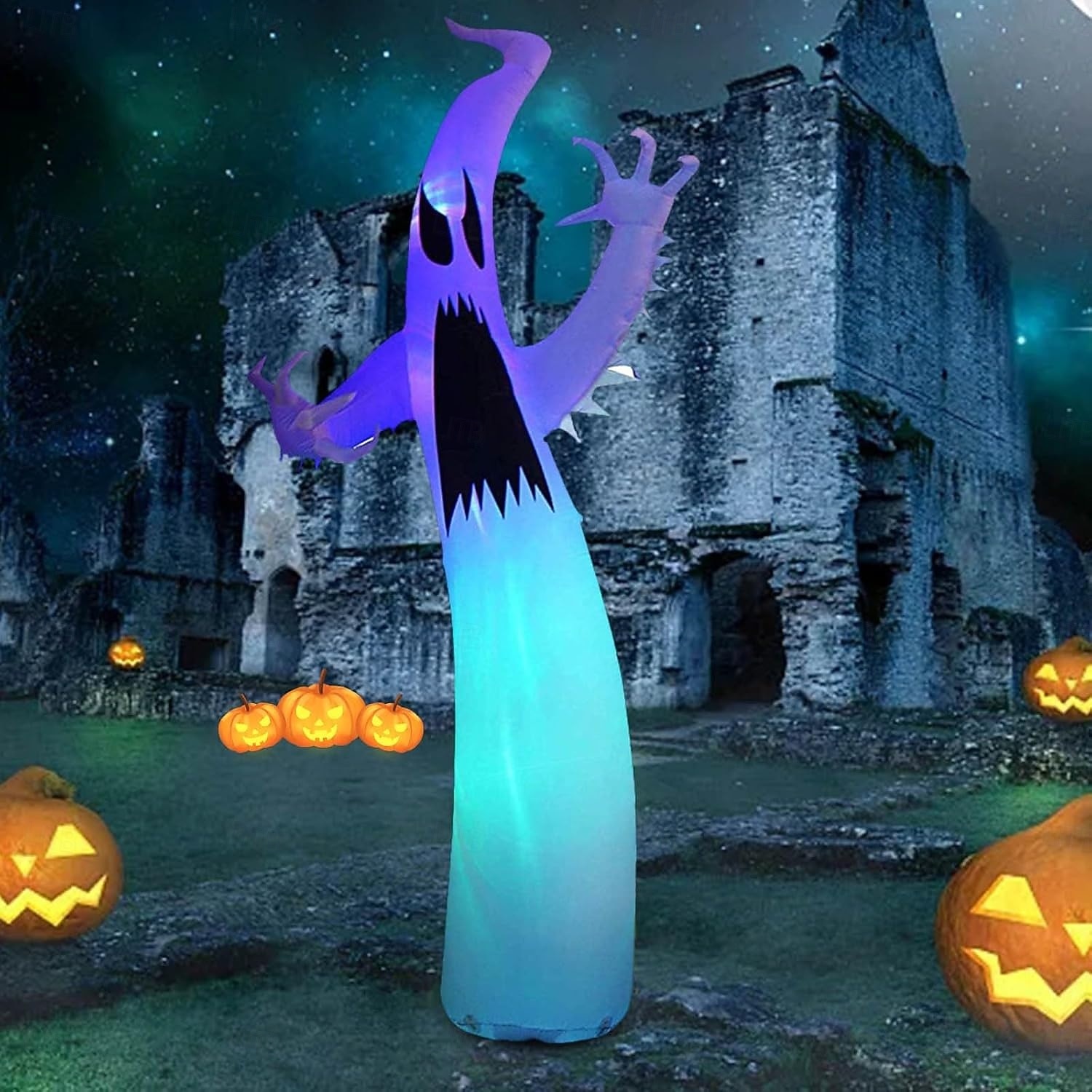 1 kpl puhallettava halloween-valo, 3,6 m, 12 jalkaa, kuohuviini, liekki, fantomi-ilmamalli, ulkopiha, nurmikko, puutarhajuhlat, halloween-kauhu ja outo koristevalo 2026 - $107.99 –P4