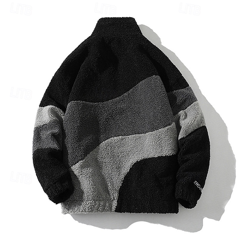 Herren Windjacke Wanderjacke Wanderfleecejacke Winter Draussen Patchwork Thermik Winddicht Fleecejacken Schwarz Weiß Grau 2025 - $48.99 –P2