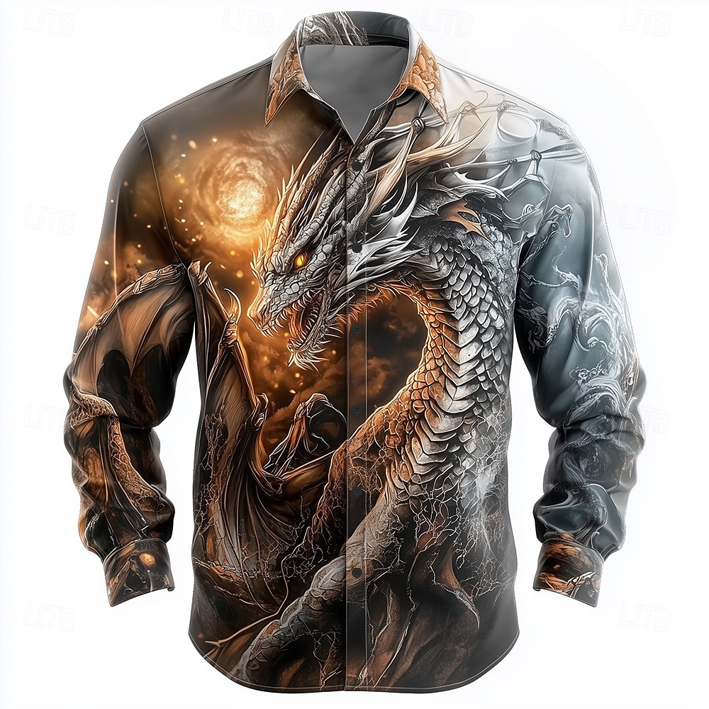 Per uomo Animale Drago Camicia Camicia con Bottoni Manica Lunga Moda Casual Vacanza Quotidiano Abbigliamento casual alla moda Estate Primavera Collo ripiegato Stampa 3D camicie con colletto Bianco del 2026 a $27.99 –P2