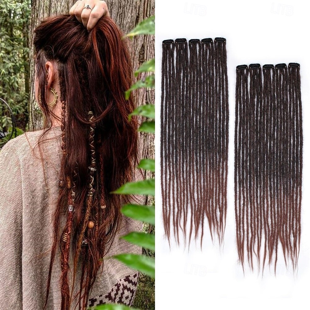Extensions de cheveux à clipser pour dreadlocks de 24 pouces, 10 clips, 40 brins, synthétiques, faites à la main, souples, pour femmes, 1b/30 de 2025 ? $63.99 –P1