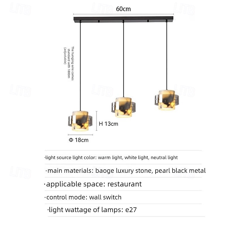 Contemporary Scandinavian Cylinder Marble Glass 1/2/3 - Light Chandelier For Dining Room 2025 - $229.99 –P10