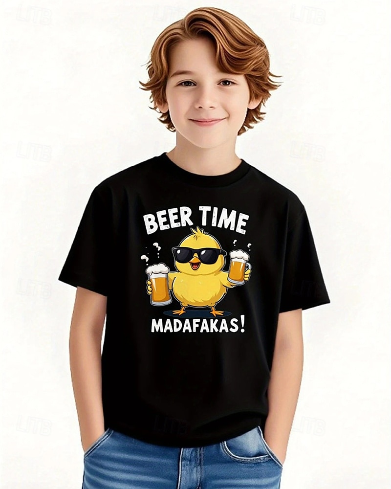 Pojkar 3D Grafisk Brud T-shirt Kortärmad Sommar Vår Mode Grundläggande Barn 4-12 år Rund hals Utomhus Ledigt Dagligen Normal 2025 - $11.99 –P4