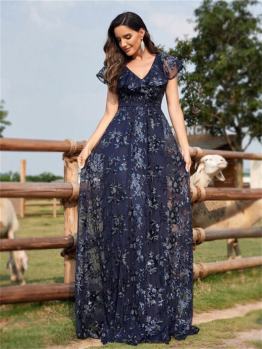 Robes de quinceanera en forme A Robe élégante Robe de mariage formelle longueur sol manches courtes col en V sequins dos en V avec sequins de 2025 ? $109.99 –P20