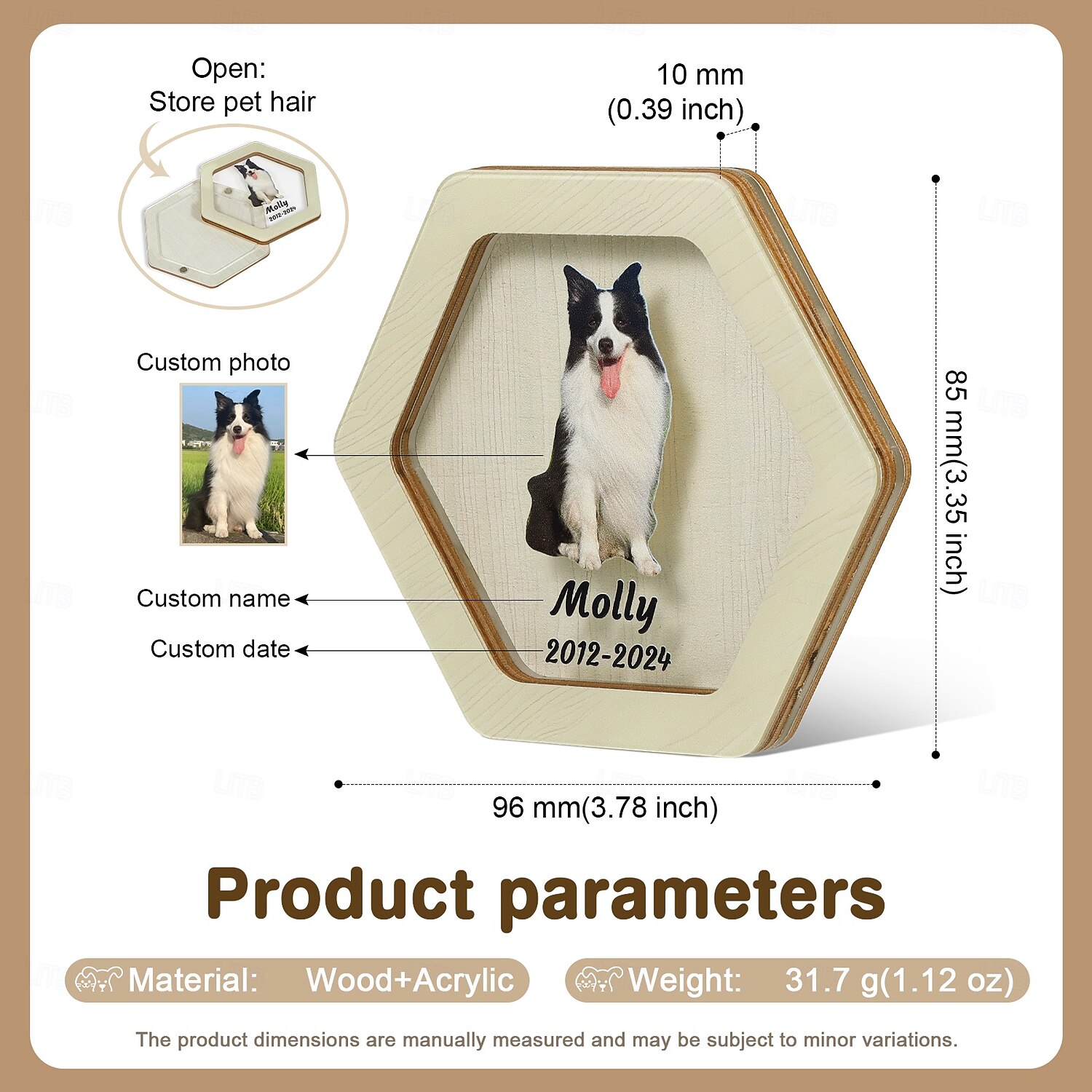 Personalized Pet Hair Memorial Gift, Custom Pet Photo Name, Pet Remembrance Ornament to Hold Fur, Sympathy Gift for Dog Cat Loss, Eternal Memory for Pet Owners 2025 - $22.99 –P5