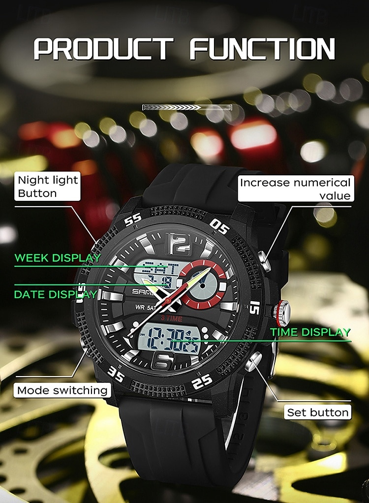 SANDA 3372 Dual Display Men's Watch Chronograph Alarm Clock Sport Multi functional Waterproof LED Electronic Watches 2025 - $26.99 –P12