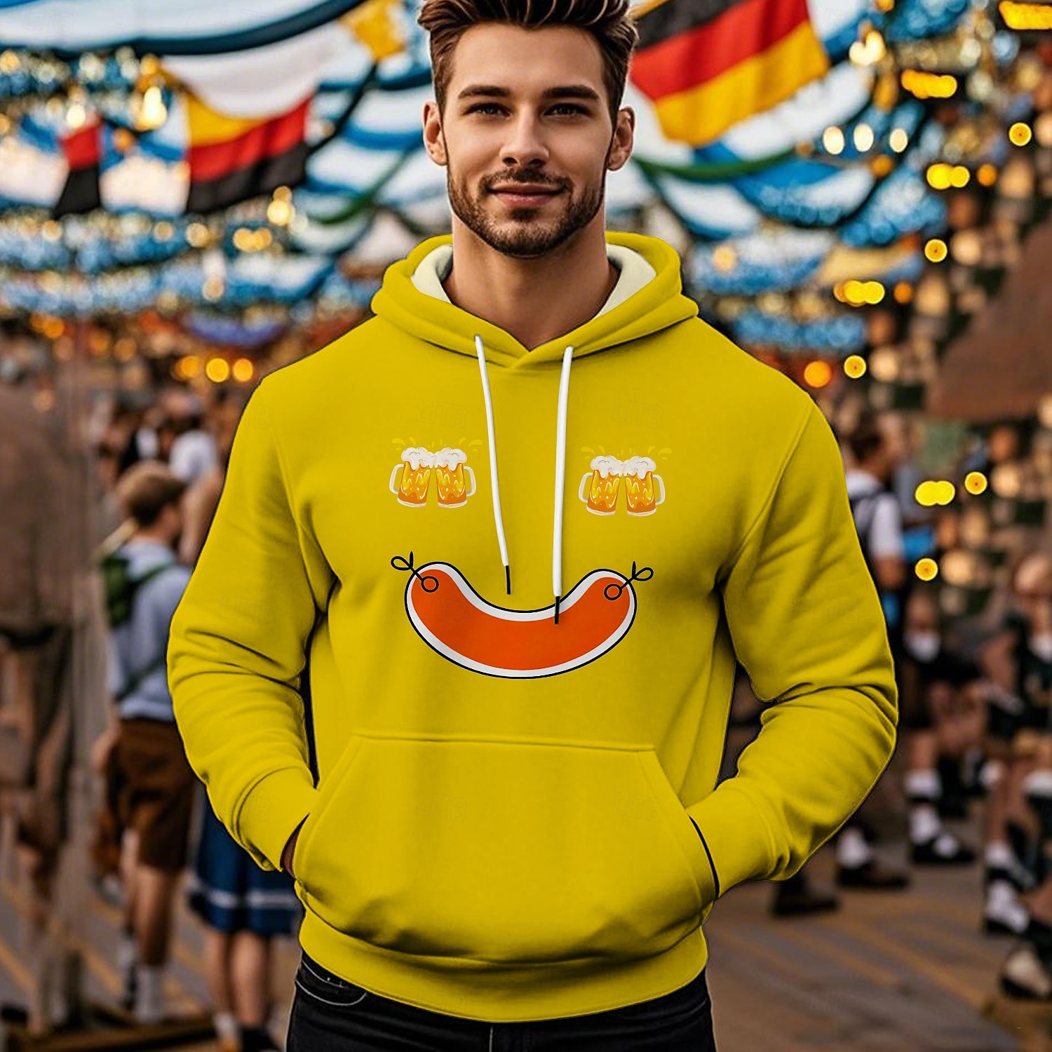 Pivo Oktoberfest Kapuce Tisk Přední kapsa Grafika Pro Pánské Dospělé Karneval Pivo Oktoberfest Horká ražba Dovolená Párty 2025 - $29.99 –P4