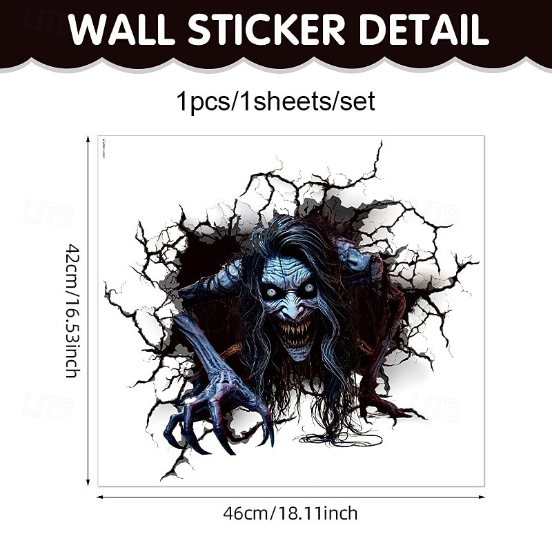 Halloween 3D Wall Sticker Zombie Breaking Wall Decal, Scary Self-Adhesive PVC Horror Wall and Floor Stickers for Bedroom Living Room Halloween Party Decoration 2026 - $9.99 –P14