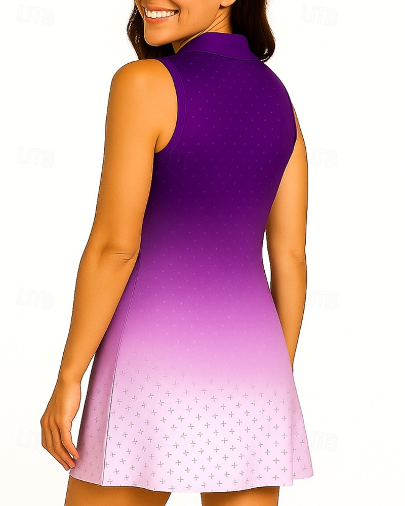 Pentru femei Gradiant Rochie de tenis Rochie polo fără mâneci Rochie sport Fără manșon Fermoar Înaltă Elasticitate Respirabil Tenis Golf Badminton Gulerul Polo Rochii Albastru Mov Verde Îmbrăcăminte 2026 - $26.99 –P6