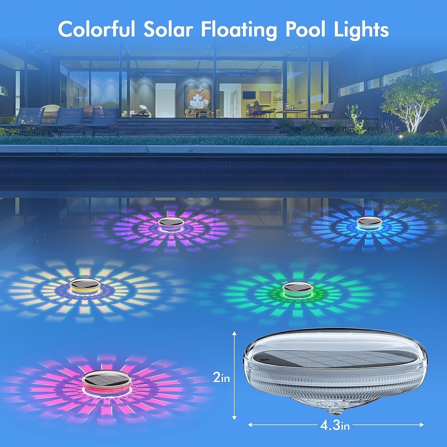 Solar Rechargeable Floating Pool Lights That Float with Remote Control 9 Lighting Timing Mode Waterproof for Inground Pool Bathroom Bathtub Pool Party 2025 - $46.76 –P1