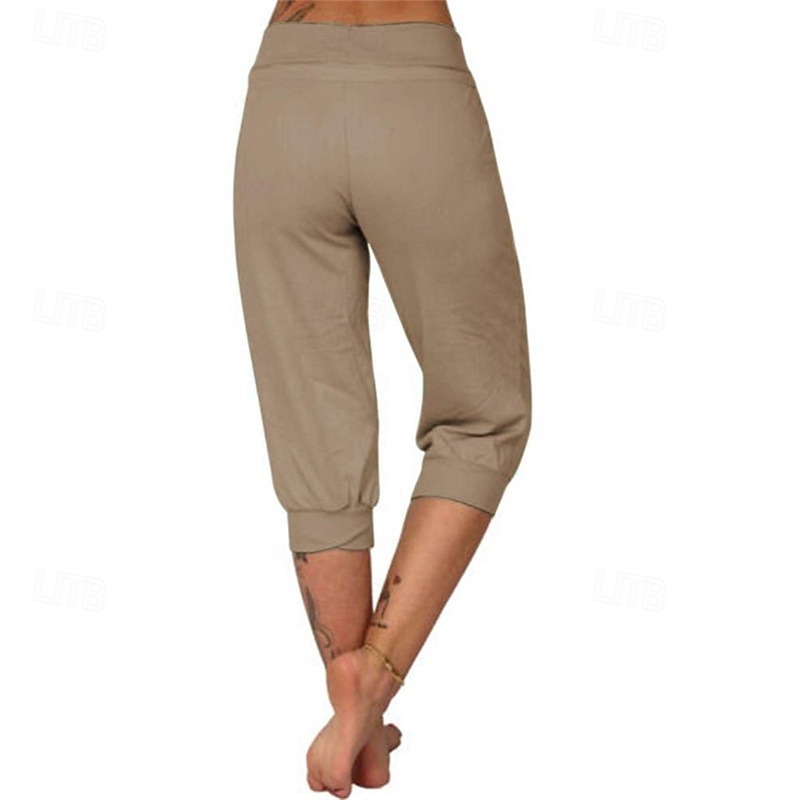 Dame Capri-bukser Søndagsshorts Gatemote Fritid Kalv lengde Medium Midje عادي Elastisk midje Snorer Pusteevne Myk Mikroelastisk Feriereise Gate Dagligdagstøy Svart Rosa Navyblå Grønn Sommer Normal 2025 - $16.99 –P18