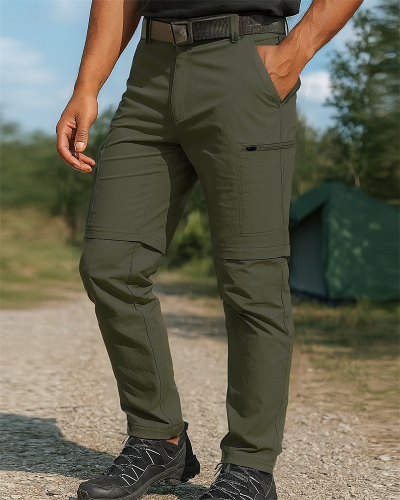 Homme Pantalons d'Extérieur Pantalons Cargo Pantalons Convertibles à Fermeture Éclair Extérieur Coupe régulière Imperméable Respirant Séchage Rapide Léger Pantalons Taille Élastique Noir Vert Véronèse de 2025 ? $34.99 –P5