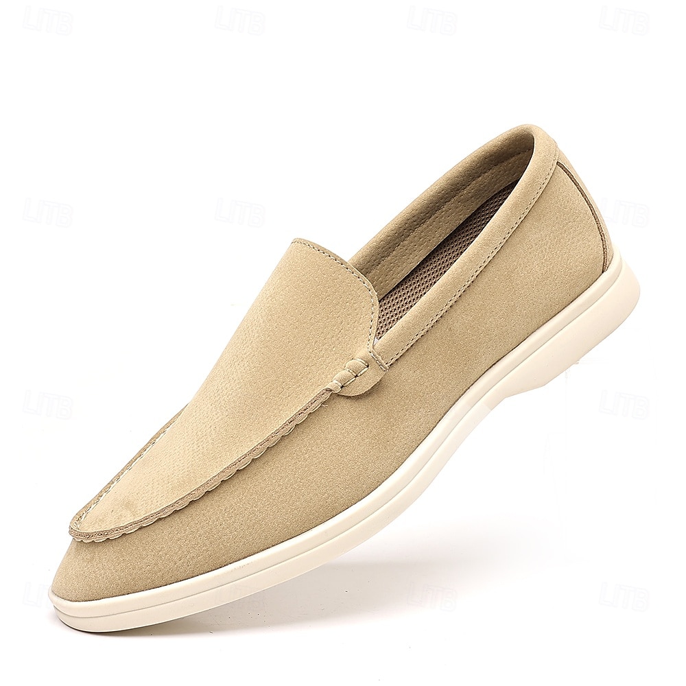 Lichtblauwe instappers voor heren – ademende platte schoenen van imitatiesuède met gedempte zool voor lente-outfits, dagelijkse woon-werkverkeer en ontspannen stadswandelingen 2025 - $42.99 –P3