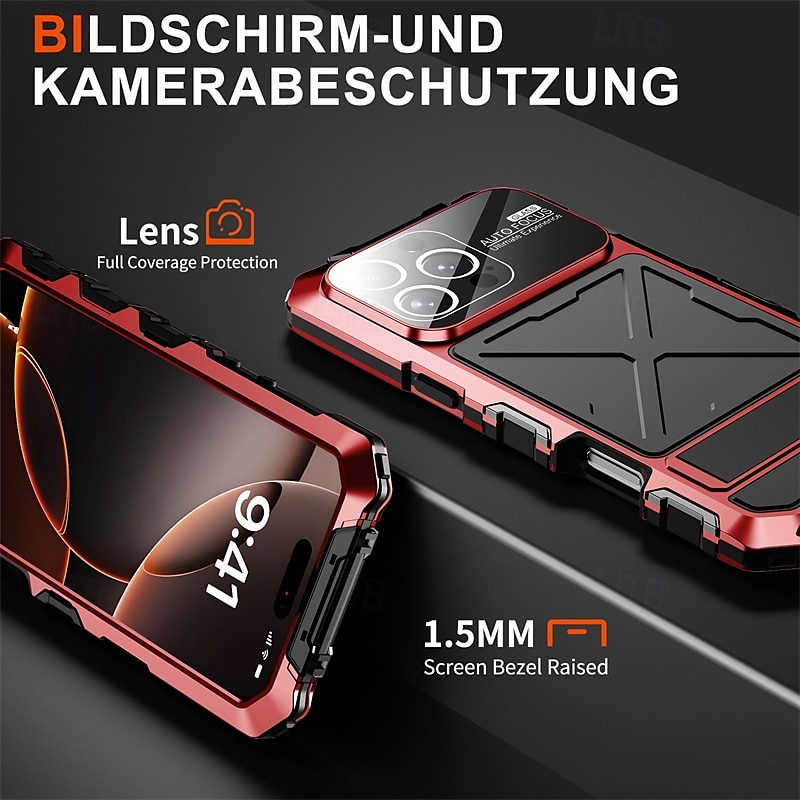Phone Case For Apple AirTag iPhone 16 Pro iPhone 16 Pro Max iPhone 15 iPhone 15 Pro Max iPhone 14 Pro Max Back Cover Retro Geometric Pattern Tempered Glass Metal Silicone 2025 - $33.99 –P4