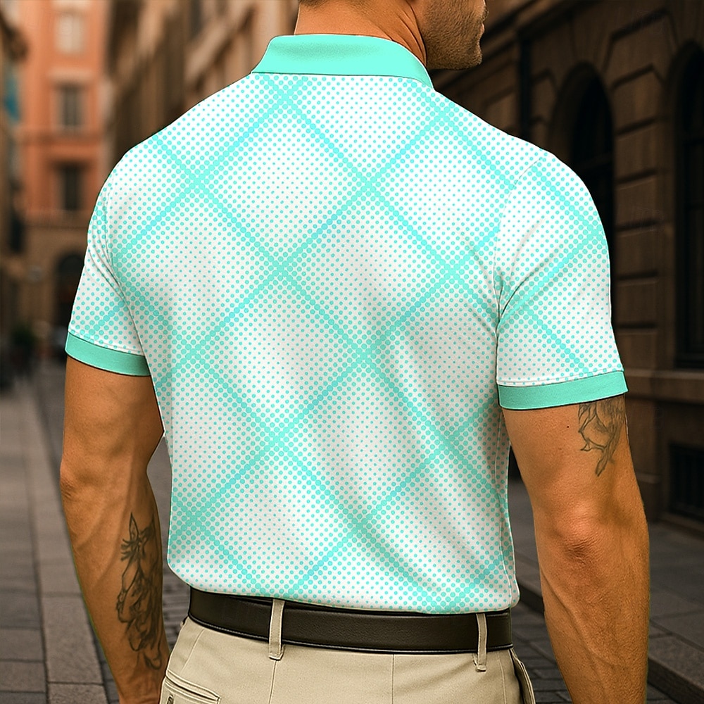 Voor heren Ruitjes Polo Korte mouw Strijkijzer Zakelijk Casual / Dagelijks Sport & Outdoor Sportkleding Casual / Dagelijks Zak Knop Zomer Wit Marineblauw Groen 2025 - $20.99 –P2