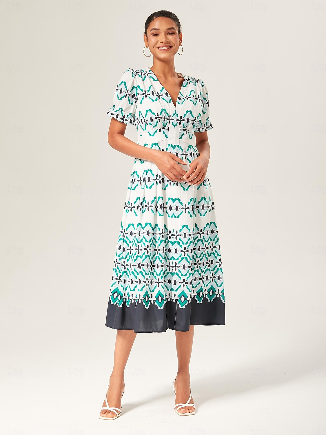 Per donna Femminile Vestito Casual Abito Midi Verde Geometrico Estate Girocollo All'americana Vacanza Stile Boho XS S M del 2025 a $86.99 –P2