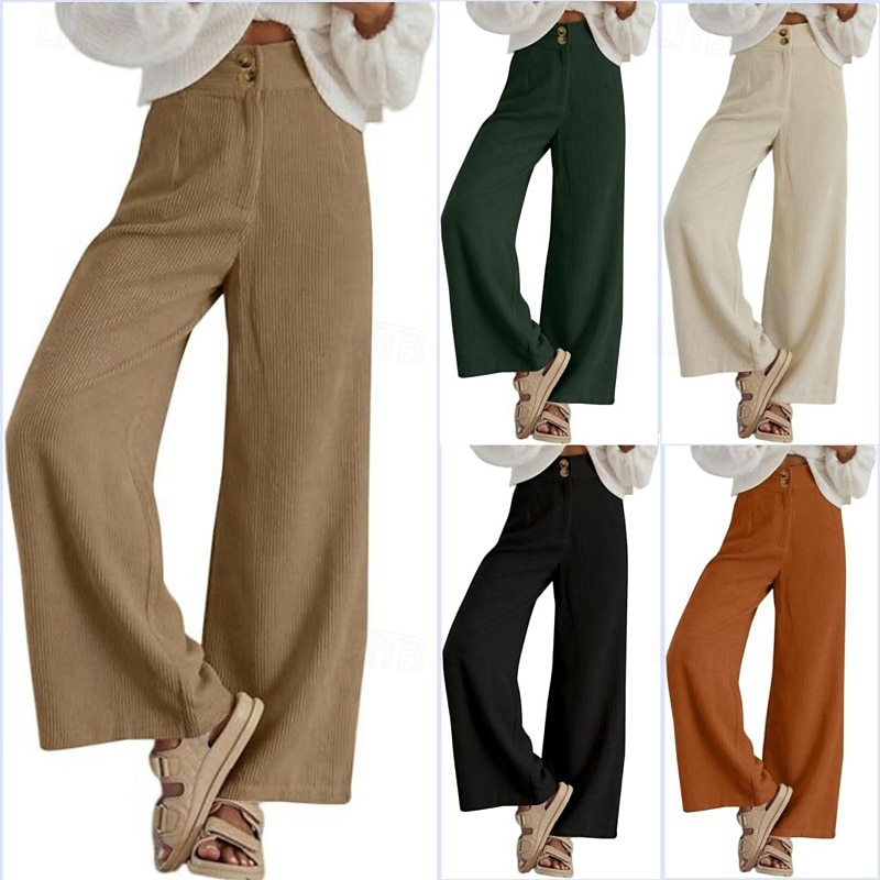 Women's Slacks Pants Trousers Streetwear Casual Full Length Natural Plain Pocket Buckle Outdoor Comfortable Outdoor Vacation Daily Wear Apricot Black Orange Green Fall Regular Fit 2025 - $19.99 –P1