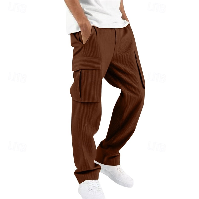 Men's Cargo Pants Trousers Corduroy Pants Multi Pocket Straight Leg Plain Wearable Daily Outdoor Camping & Hiking Fashion Classic White Yellow 2026 - $27.99 –P9