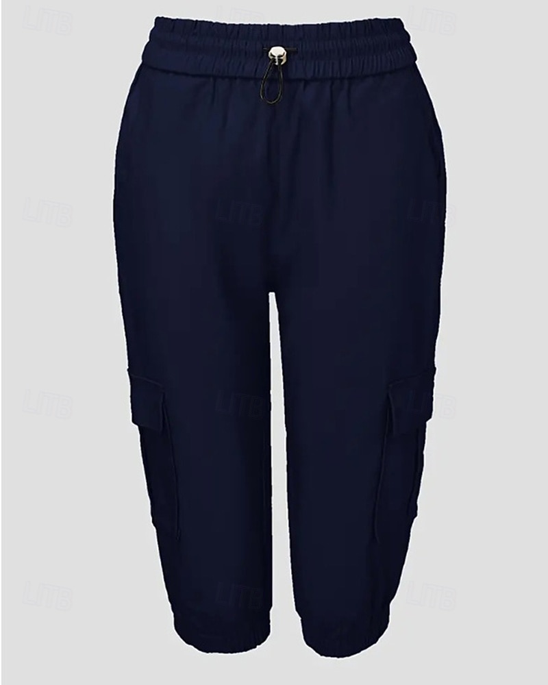 Dam Cargo-shorts Capribyxor Mode Streetwear Vadlängd Naturlig Solid färg Ficka Elastisk midja Bekväm Microelastisk Sport & Utomhus Dagliga kläder Vin Svart Rodnande Rosa Armégrön Sommar Vår Normal 2025 - $26.99 –P9