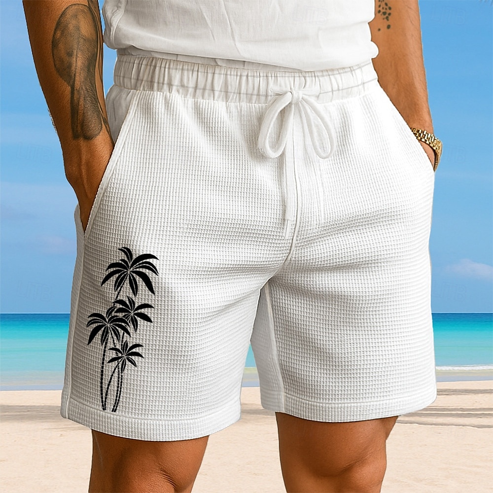Per uomo Albero di Cocco Piante Tropicali Pantaloncini Waffle Pantaloncini da tuta Pantaloncini casual Misura del girovita medio Moda Casual Vacanza Jogging Allenamento Coulisse elastica in vita del 2025 a $21.99 –P1