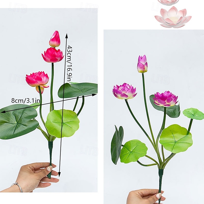 2-pack kunstmatige waterlelie lotusbloemen voor aquariumdecoratie, boeddhistisch altaar, fotografie-accessoires, kunstbloemen 2026 - $15.99 –P9