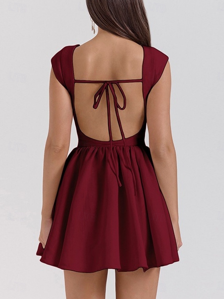 Damen Minikleid Figurbetontes Kleid Elegant Party Cocktail Hochzeit Outdoor Party Normale Passform Einfarbig Ärmellos Rundhalsausschnitt Schwarz Weiß Wein Sommer 2025 - $26.99 –P11
