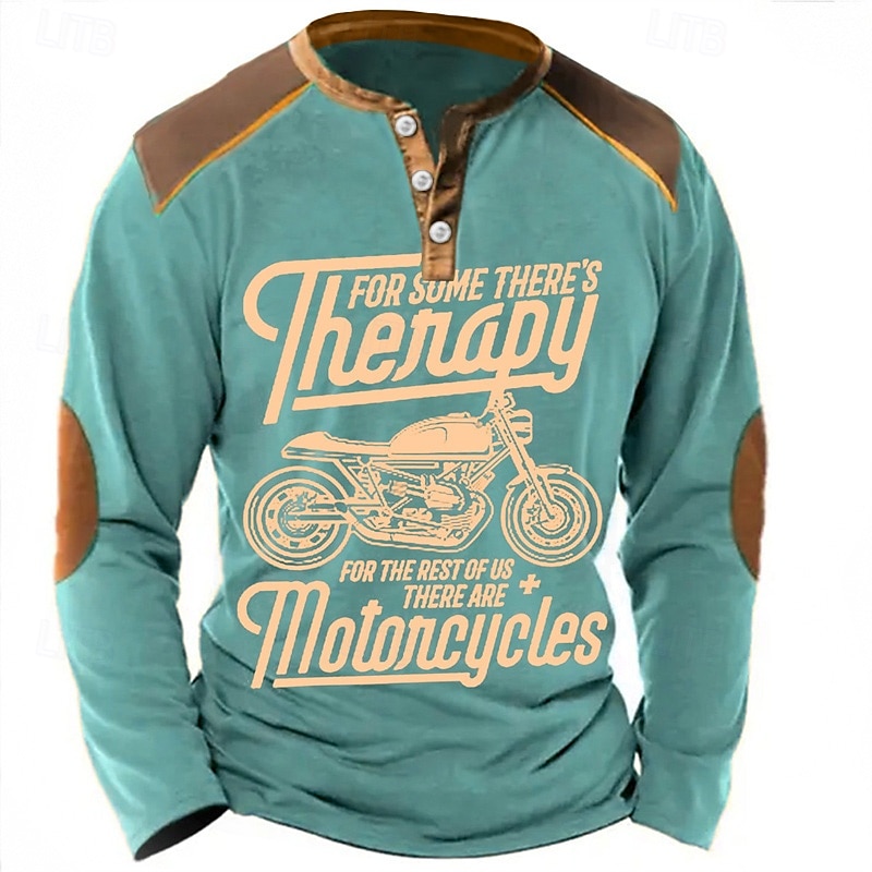 Per uomo Alfabetico Stampe astratte Camicia Henley Magliette grafiche Camicia d'epoca Manica lunga Di tendenza Essenziale Informale Esterno Giornaliero Per uscire Primavera estate Blu Marrone Verde del 2025 a $22.99 –P1