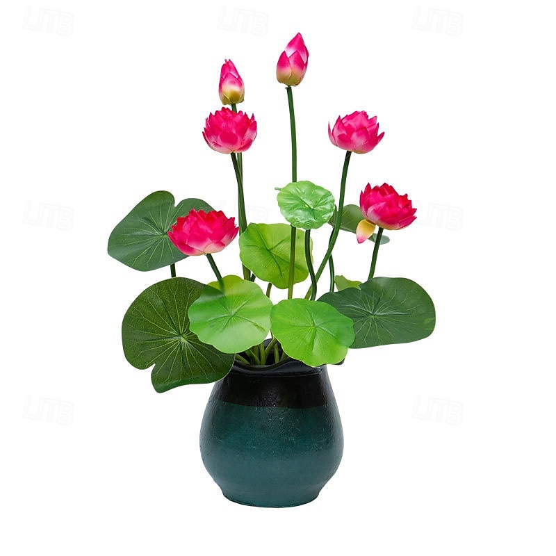 2-pack kunstmatige waterlelie lotusbloemen voor aquariumdecoratie, boeddhistisch altaar, fotografie-accessoires, kunstbloemen 2026 - $15.99 –P5