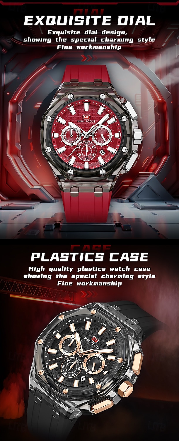 2026年 MINI FOCUS メンズ クォーツ 時計 ラグジュアリー 大ダイヤル ビジネス 腕時計 蛍光 カレンダー 日付 週 防水 シリコン ジェル 時計  コレクション – $58.99 –P4