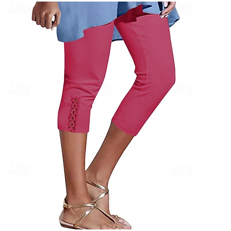 Mulheres Calças Capri Leggings Moda Casual Comprimento da panturrilha Cintura Média Tecido Cintura elástica Confortável Respirabilidade Com Stretch Férias Rua Roupa Diária Amarelo Claro Vinho de 2025 por $15.99 –P12
