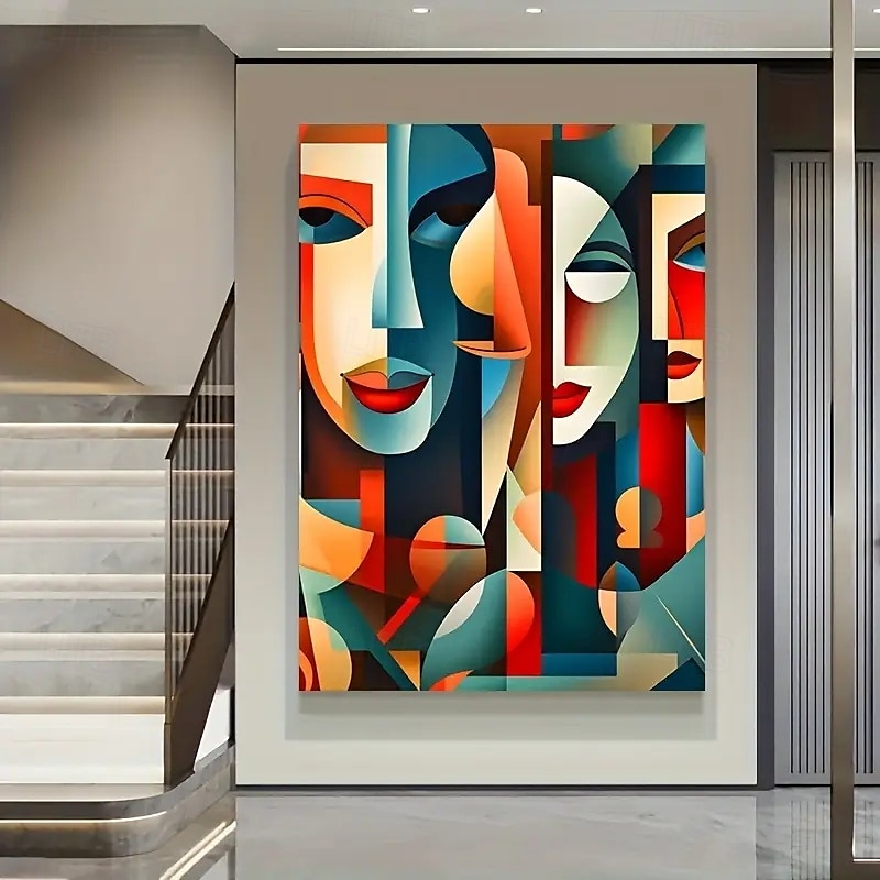 One Piece Modern Cubism Wall Art Canvas Frameless Abstract Geometric Painting Modern Artwork No Frame Required Suitable For Living Room And Bedroom Decoration 2026 - $32.99 –P5