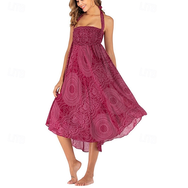 Pentru femei Fustă Linie A Leagăn Casual Boho Maxi Talie Înaltă Fuste Floral Imprimeu Micro-elastic Vacanță Concediu Negru Albastru piscină Portocaliu Verde Vară Poliester 2025 - $20.99 –P9
