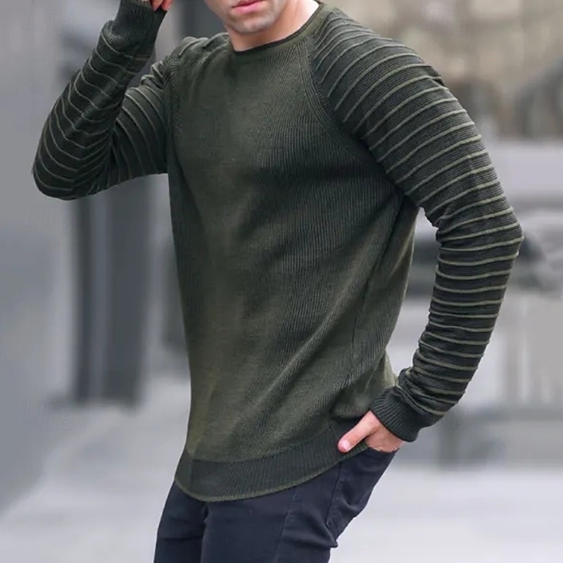 Herren Pullover Strickpullover Gerippt Stricken Normale Oberteile Gestrickt Einfach Rundhalsausschnitt Mode Basic Urlaub Alltagskleidung Bekleidung Herbst Winter Schwarz Weiß M L XL 2026 - $28.99 –P1
