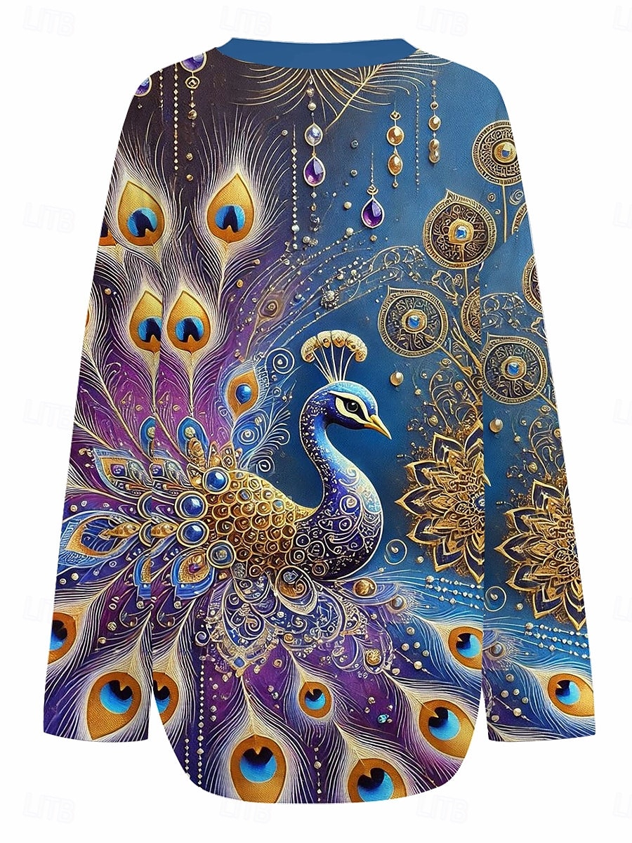 Femmes Chemisier Fleuri Graphique Animal Élégant manche longue Col en V Hauts Réguliers Quotidien Fête Imprimé Bleu Orange Vert Été Printemps de 2025 ? $24.99 –P2