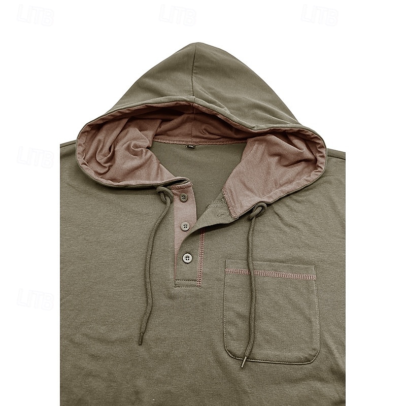Men's Tee Top Long Sleeve Shirt Long Sleeve Hooded Summer All Seasons Solid Color Daily Casual Street Style Hooded Outdoor Street Causal Light Blue White Black Top Tee for Men 2025 - $22.99 –P12