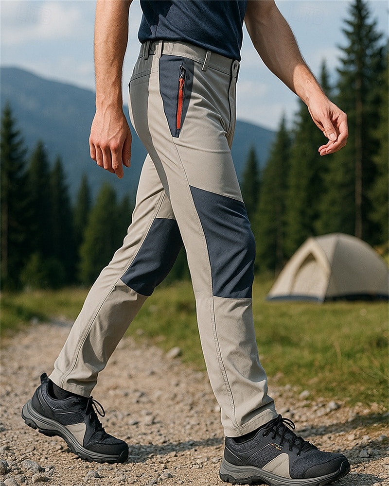 Voor heren Wandelbroek trainingsbroek Lapwerk Buiten Normale pasvorm waterdicht Winddicht Ademend Sneldrogend Broeken / Regenbroek / Overbroek Elastische taille Leger Groen Khaki Kamperen&Wandelen 2025 - $31.99 –P2
